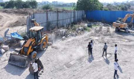 Hydraa demolishes illegal stone crushing and ready mix concrete plants at Kothwalguda