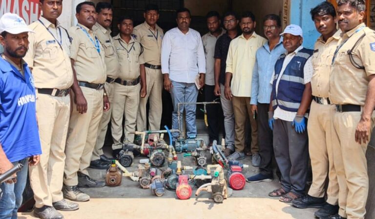 HMWSSB vigilance wing seizes 18 illegal water motors in Kukatpally